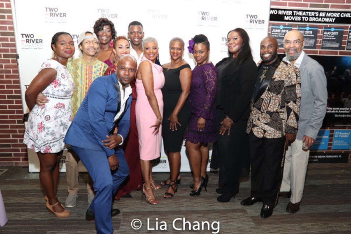 The cast and band of OO-BLA-DEE: Mimi Jones, Eli Fountain, Chesney Snow, Amber Iman, Allison Semmes, Cedric Sanders, Marva Hicks, Monica J. Palmer, Stacey Sargeant, Corinthia Cromwell, Stanley Wayne M at 