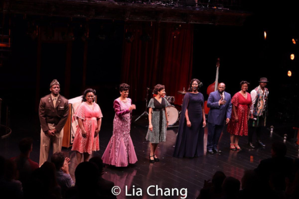 Cedric Sanders, Stacey Sargeant, Marva Hicks, Allison Semmes, Amber Iman, Stanley Wayne Mathis, Monica J. Palmer and Chesney Snow during the opening night curtain call at Two River Theater.  at 