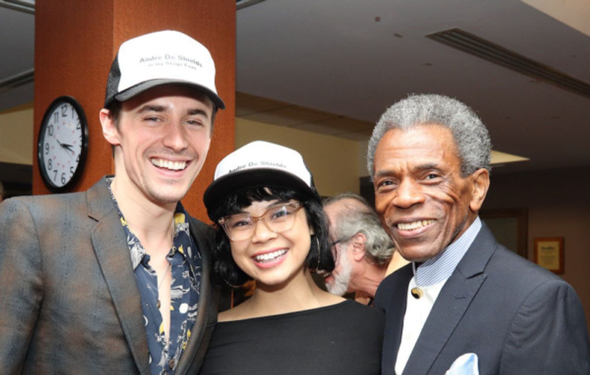 Reeve Carney and Eva Nolbezada and 2019 Richard Seff Award winner and 2019 Tony Award winner Andre De Shields  at 