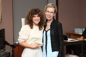 2019 Clarence Derwent Award winner Sarah Stiles and Judith Rice, President of Actors? Photo
