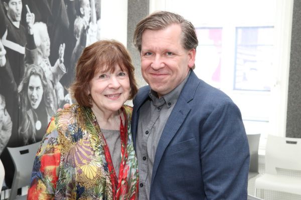 2019 Richard Seff Award winner Marylouise Burke with Playwright David Lindsay-Abaire Photo
