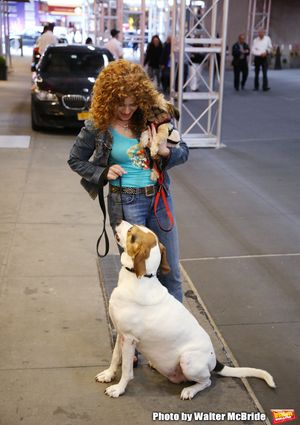 Bernadette Peters with dogs from The Humane Society of New York Photo