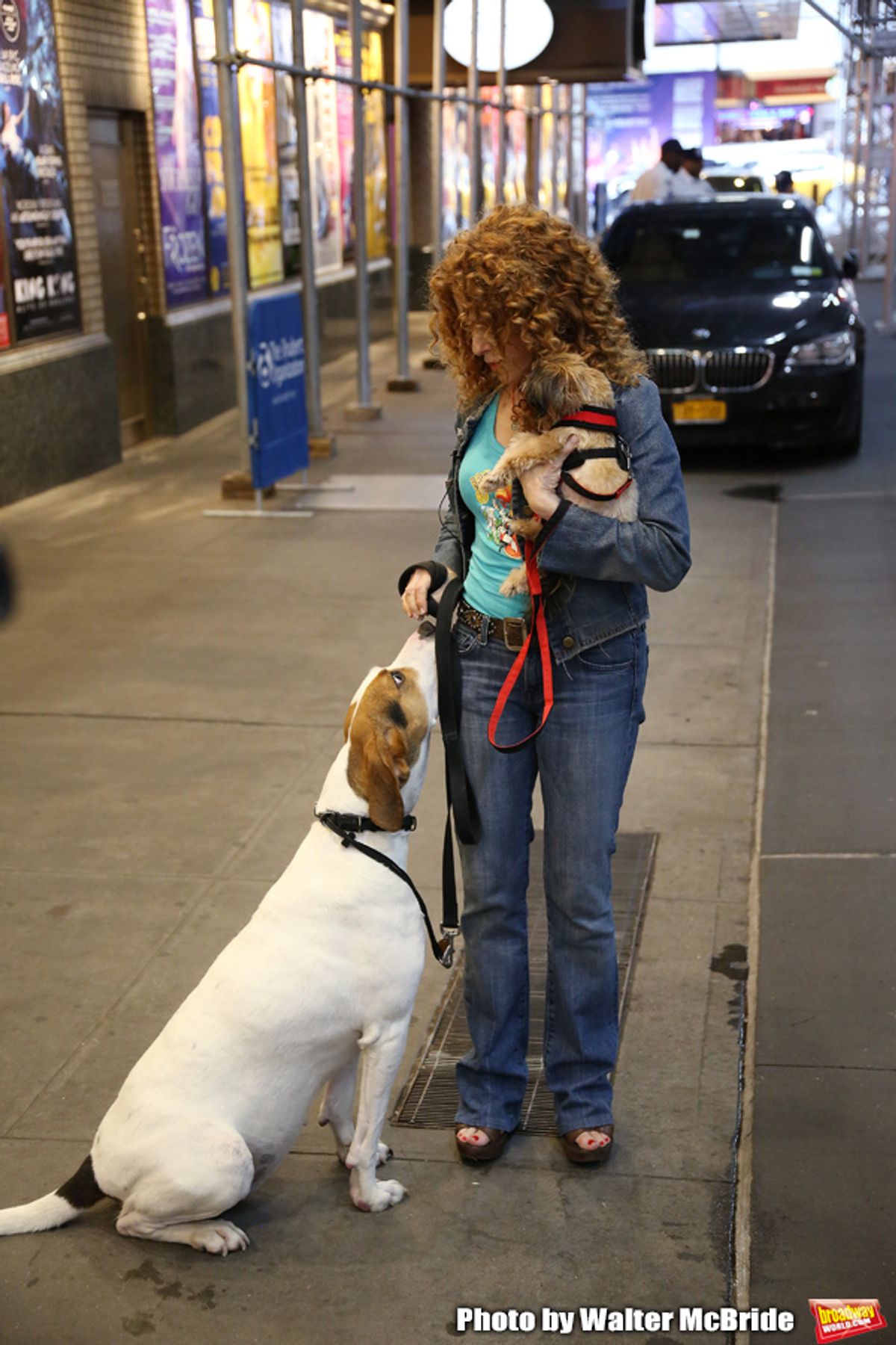 Bernadette Peters with dogs from The Humane Society of New York at 