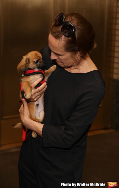 Laurie Metcalf with a dog from The Humane Society of New York Photo