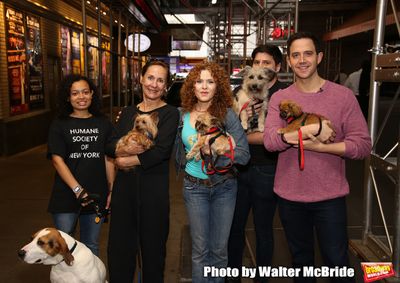 Laurie Metcalf, Bernadette Peters and Santino Fontana with dogs from The Humane Socie Photo