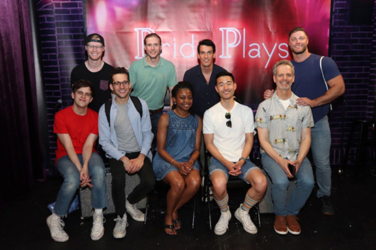 Seated: Taylor Trensch, Adam Chanler-Berat, Pascale Armand, Daniel K. Isaac, Patrick Breen. Standing: Joey Odom, Zachary Booth, Preston Sandleir, Brock Yurich at 