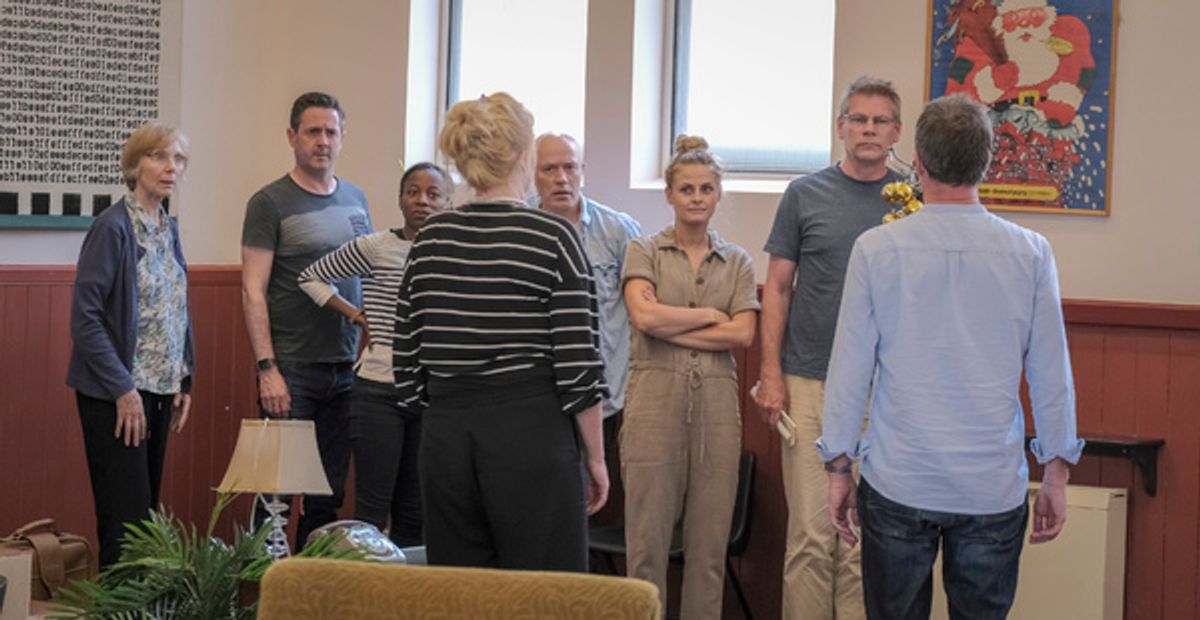 Â©Tony Bartholomew 07802 400651/mail@bartpics.co.uk           

 2nd July 2019

PICTURES SUPPLIED FOR EDITORIAL AND IN HOUSE USE BY STEPHEN JOSEPH THEATRE .

Season's Greetings written and directed by Alan Ayckbourn in rehearsal. at 