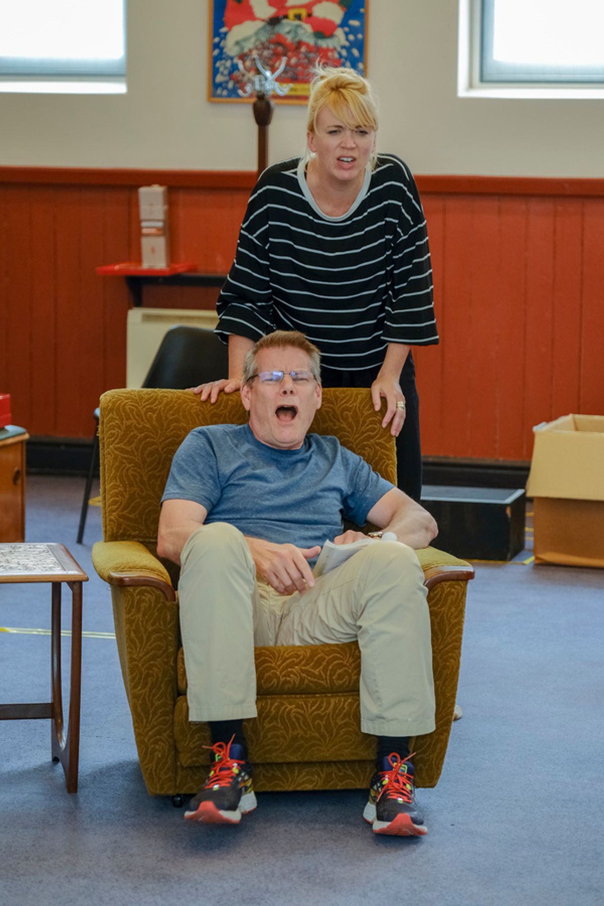 Â©Tony Bartholomew 07802 400651/mail@bartpics.co.uk           

 2nd July 2019

PICTURES SUPPLIED FOR EDITORIAL AND IN HOUSE USE BY STEPHEN JOSEPH THEATRE .

Season's Greetings written and directed by Alan Ayckbourn in rehearsal. at 