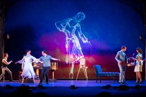 Julie Eicher, Clyde Alves, Johnny Stellard, and projection by Michael Commendatore Photo