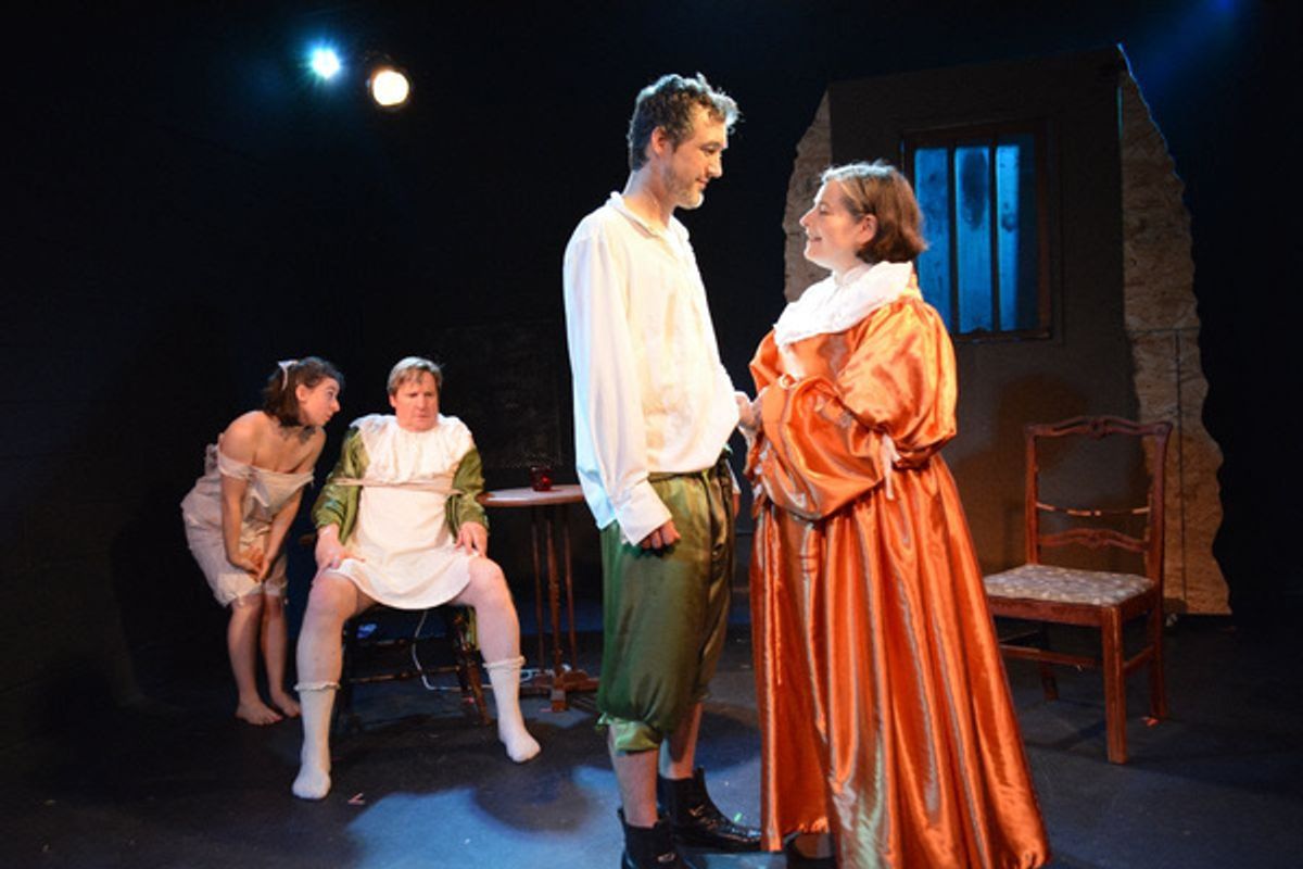 Taylor McWilliams-Woods as Morse, Tim Kough as Snelgrave, Andrew Thorp as Bunce, Rosalind Hurwitz as Darcy at 