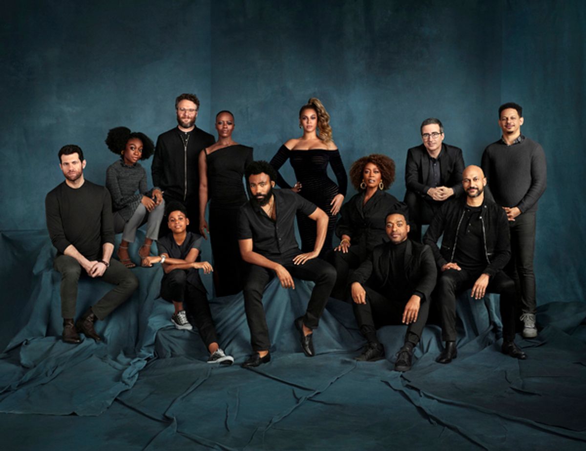  Billy Eichner, Shahadi Wright Joseph, JD McCrary, Seth Rogen, Florence Kasumba, Donald Glover, BeyoncÃ© Knowles-Carter, Alfre Woodard, Chiwetel Ejiofor, John Oliver, Keegan-Michael Key and Eric AndrÃ© 

Photo by Kwaku Alston at 