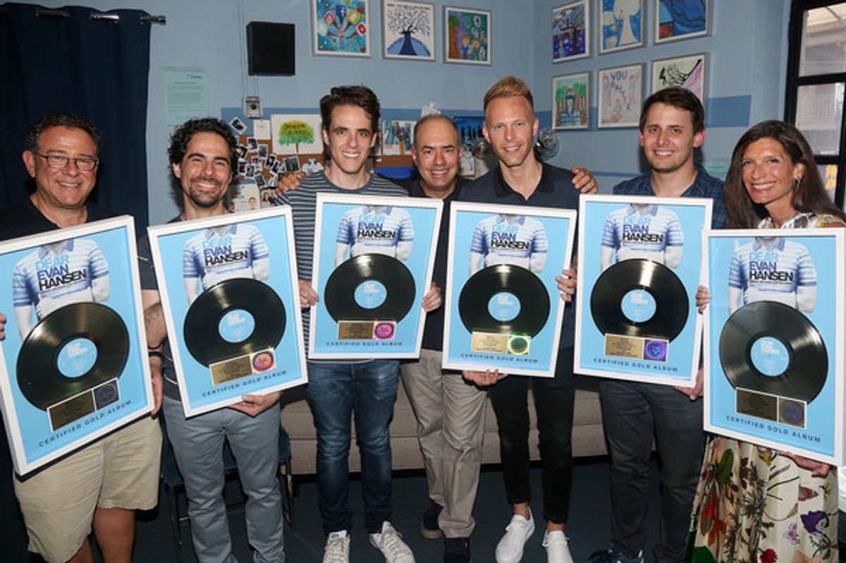 Michael Greif, Alex Lacamoire, Steven Levenson, Pete Ganbarg, Justin Paul, Benj Pasek, Stacey Mindich at 