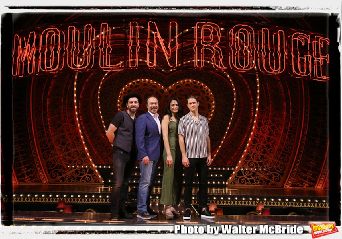 Tam Mutu, Danny Burstein, Karen Olivo and Aaron Tveit from â€Moulin Rouge!' The Broadway Musical at the Al Hirschfeld Theatre on July 9, 2019 in New York City.


 at 