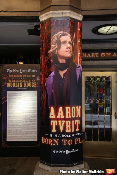 Theatre Marquee with Aaron Tveit  for "Moulin Rouge!"  Photo