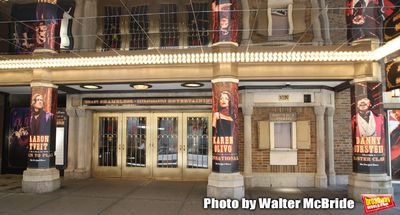 Theatre Marquee with aaron Tveil, Karen Olivo and Danny Burstein for "Moulin Rouge!"  Photo