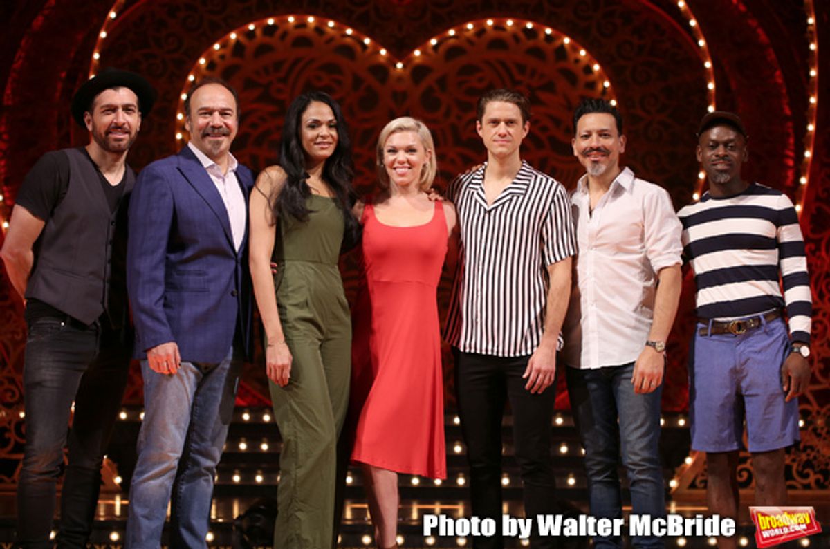 Tam Mutu, Danny Burstein, Karen Olivio, Robyn Hurder, Aaron Tveit, Ricky Rojas and Sahr Nguajah at 