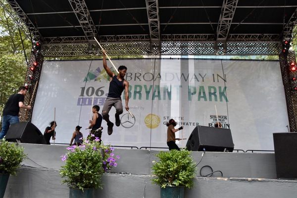 The cast of Stomp that inclues-van Salazar, Sean Perham, Josh Cruz, Desmond Howard, J Photo