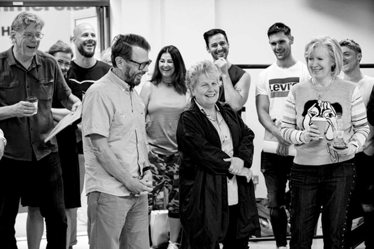Bjorn Ulvaeus, Sandi Toksvig, Ingrid Sutej and the cast of MAMMA MIA! THE PARTY at 