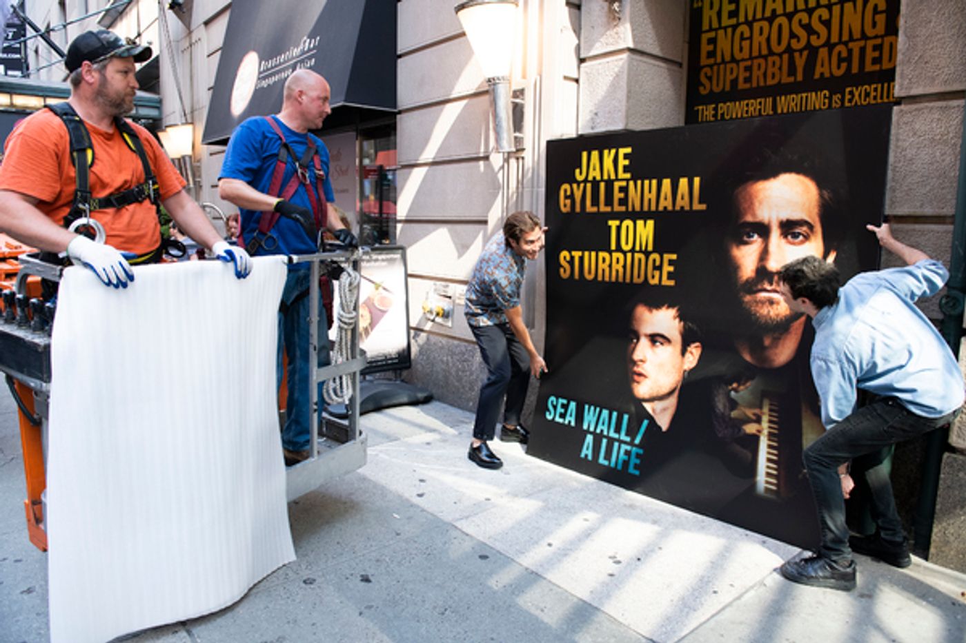 Photo Flash: Jake Gyllenhaal And Tom Sturridge Stop By To Check Out The New Marquee For SEA WALL / A LIFE  Image