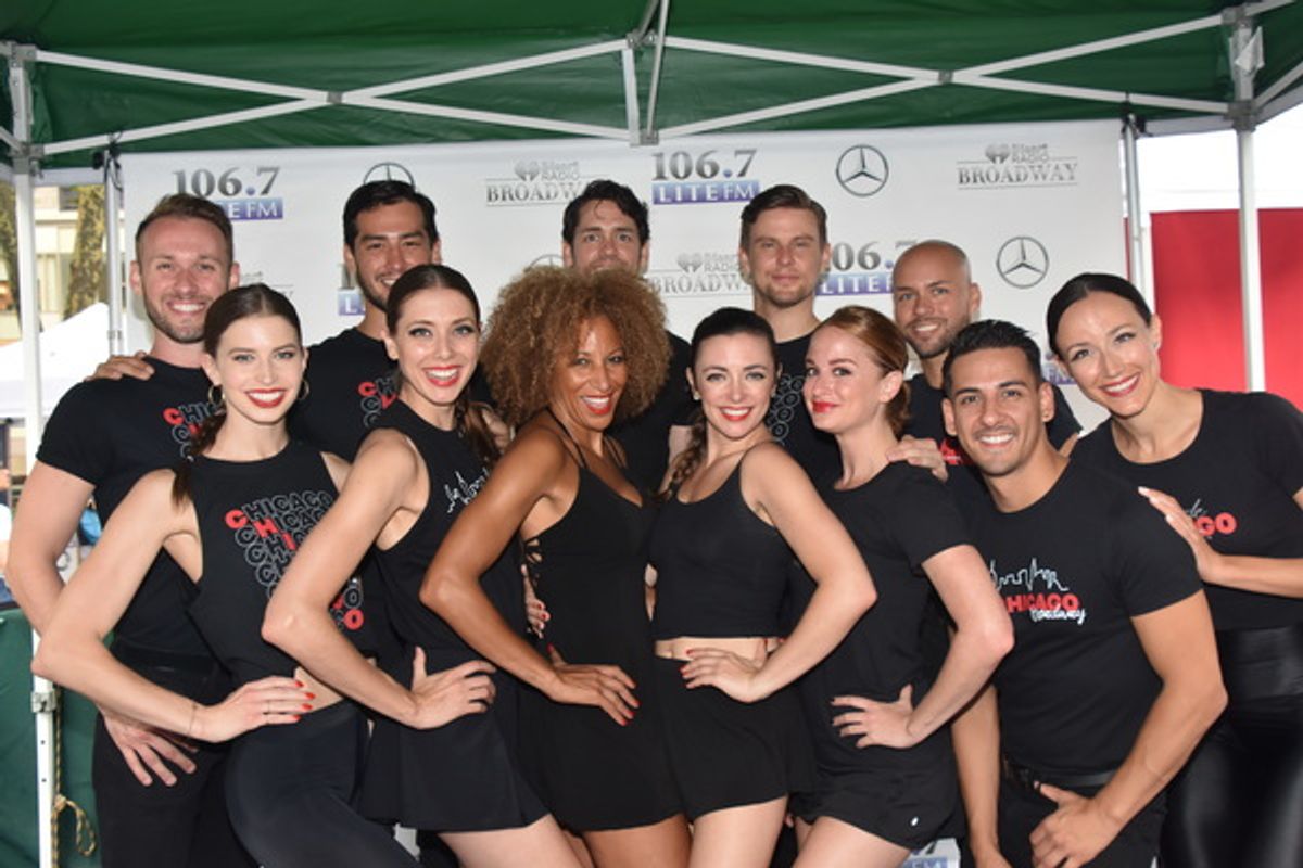 Lana Gordon, Desi Oakley and the cast of Chicago that includes-Eddie Bennett, Gary Cooper, Jessica Ernest, Dan Guterrez, Mary Claire King, Barrett Martin, Pilar Millhollen Drew Nellessen, Beth Nicely, Rachel Schur and Colt Weiss at 