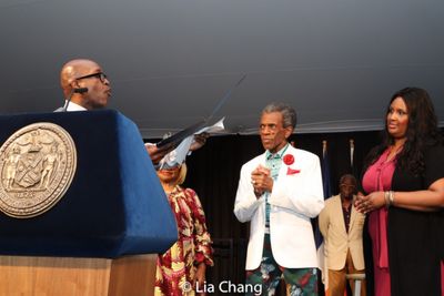 Antwan Lewis (Fox5-TV), Irene Gandy, Andr  De Shields and Melissa Browne, Executive D Photo