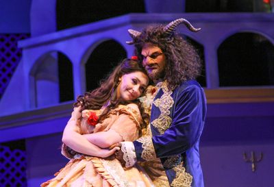 Claire Wilkinson (Belle) and Bret Olsen (Beast)  Photo