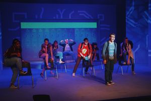 Ian Jones and the cast of BE MORE CHILL Photo