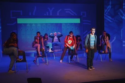 Ian Jones and the cast of BE MORE CHILL Photo