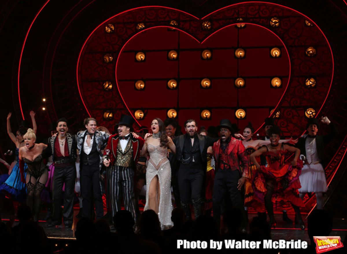 Robyn Hurder, Ricky Rojas, Aaron Tveit, Danny Burstein, Karen Olivo, Tam Mutu and Sahr Nguajah with cast at 