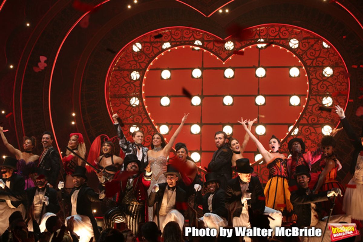 Robyn Hurder, Ricky Rojas, Aaron Tveit, Danny Burstein, Karen Olivo, Tam Mutu and Sahr Nguajah with cast at 