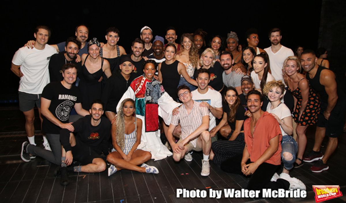 Bahiyah Hibah, Aaron Tveit, Karen Olivo, Danny Burstein, Sahr Nguajah, Tam Mutu, Ricky Rojas and Robyn Hurder with cast  at 