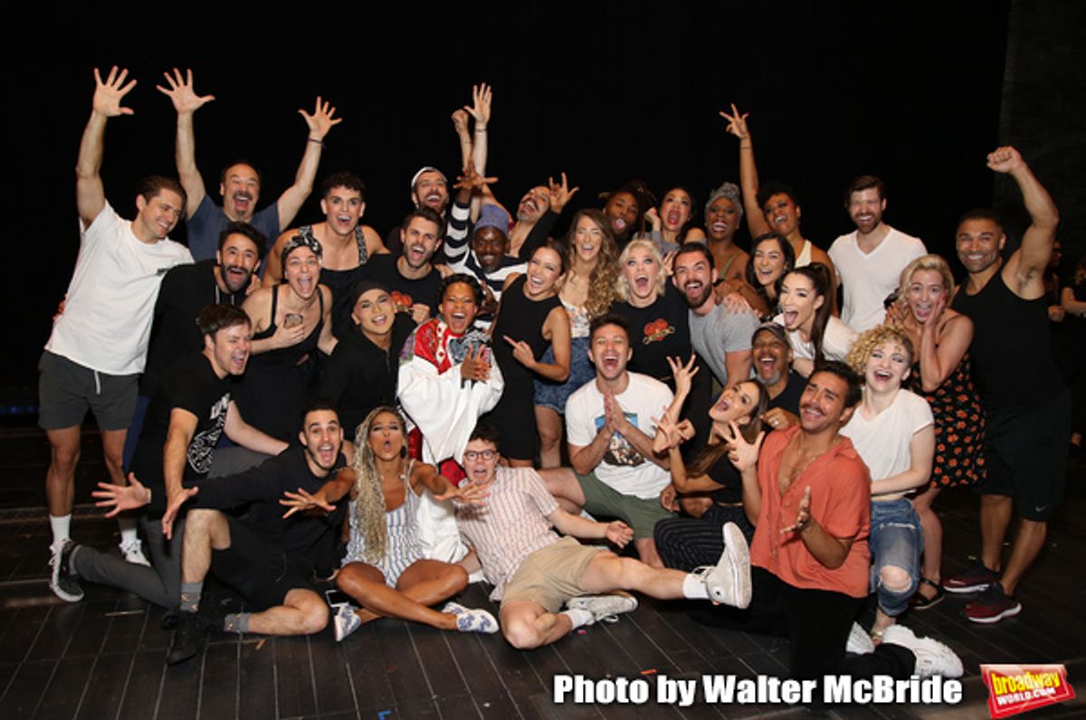 Bahiyah Hibah, Aaron Tveit, Karen Olivo, Danny Burstein, Sahr Nguajah, Tam Mutu, Ricky Rojas and Robyn Hurder with cast  at 