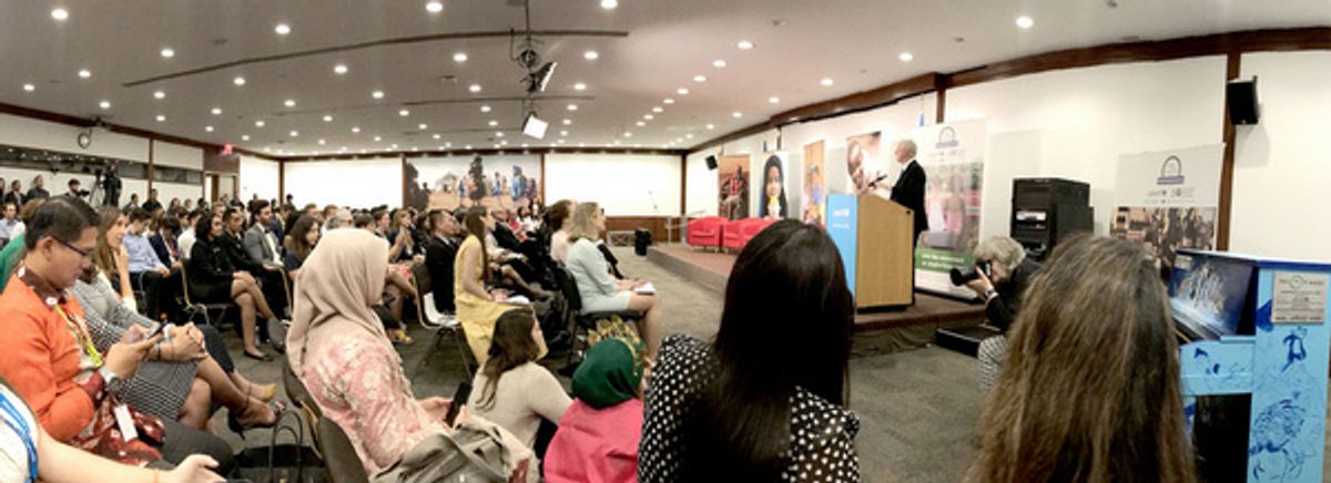 Richard Curtis, creator of iconic British Comedy Mr. Bean and The World?s Largest Lesson, speaks at UNICEF House at 
