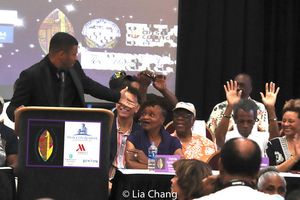 Chester Gregory, celebrity co-chair of the 2019 National Black Theatre Festival, gives Andre De Shields a shoutout @ BroadwayWorld Chester Gregory, celebrity co-chair of the 2019 National Black Theatre Festival, give Photo