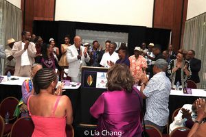 Andre De Shields (center) and the star-studded dais @ BroadwayWorld Andre De Shields (center) and the star-studded dais Photo