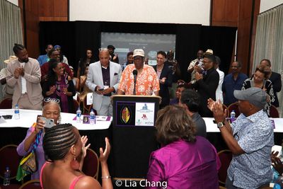 New Federal Theatre Producer Woodie King, Jr. and the star-studded dais Photo