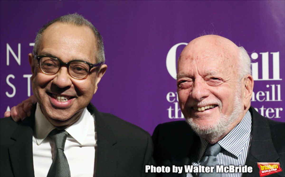 George C. Wolfe and Hal Prince attends the 16th Annual Monte Cristo Award ceremony honoring George C. Wolfe presented by The Eugene O'Neill Theater Center at Edison Ballroom on May 9, 2016 in New York City. at 