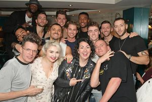 Curtis Pritchard (7L), AJ Pritchard (8L) and Channing Tatum (3R) pose with cast members David Morgan, Dean Stewart, Brian Siregar, Max Trengove, Ellie Clayton, Anthony Donadio, Samantha Baines, Aaron Witter, Jack Manley, Courtenay Brady, Kiel Ewen and Ross Sands @ BroadwayWorld Curtis Pritchard (7L), AJ Pritchard (8L) and Channing Tatum (3R) pose with cast membe Photo