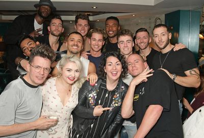 Curtis Pritchard (7L), AJ Pritchard (8L) and Channing Tatum (3R) pose with cast membe Photo