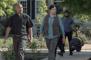 Seth Gilliam as Father Gabriel Stokes, Josh McDermitt as Dr. Eugene Porter, Avi Nash as Siddiq, Christian Serratos as Rosita Espinosa @ BroadwayWorld Seth Gilliam as Father Gabriel Stokes, Josh McDermitt as Dr. Eugene Porter, Avi Nash Photo
