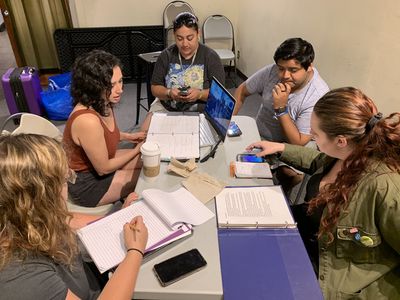 The all-female creative team of BASIC GITCH, including Abigail Harris (Set/Prop/Graph Photo