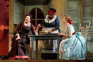 (From left) Alyson Cambridge as Julie La Verne, Judith Skinner as Queenie and Lauren Snouffer as Magnolia Hawks in The Glimmerglass Festival’s 2019 production of "Show Boat." Photo Credit: Karli Cadel/The Glimmerglass Festival @ BroadwayWorld (From left) Alyson Cambridge as Julie La Verne, Judith Skinner as Queenie and Lauren Photo