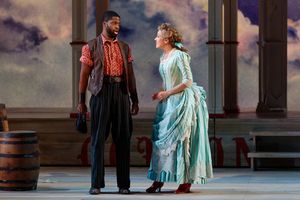 Justin Hopkins as Joe and Lauren Snouffer as Magnolia Hawks in The Glimmerglass Festival’s 2019 production of "Show Boat." Photo Credit: Karli Cadel/The Glimmerglass Festival @ BroadwayWorld Justin Hopkins as Joe and Lauren Snouffer as Magnolia Hawks in The Glimmerglass Festi Photo