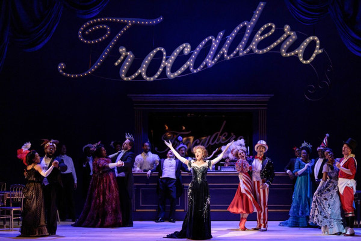 Lauren Snouffer as Magnolia Hawks, Abigail Paschke as Ellie Mae Chipley, Schyler Vargas as Frank Schultz and members of the ensemble in The Glimmerglass Festivalâ€™s 2019 production of 'Show Boat.' Photo Credit: Karli Cadel/The Glimmerglass Festival at 