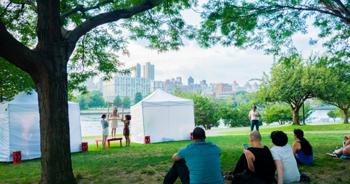 From left: Ensemble (Carroll Herring), Juliet (Rachel Schmeling), Ensemble (Milagros Bobier), and Romeo (Dhruv Iyengar).    photo by Jessica Latour. at 