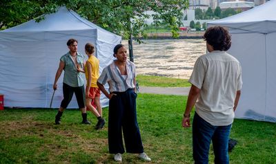 From left: Mercutio (Montgomery Sutton), Benvolio (Laura Piccoli), Tibalt (Casterline Photo