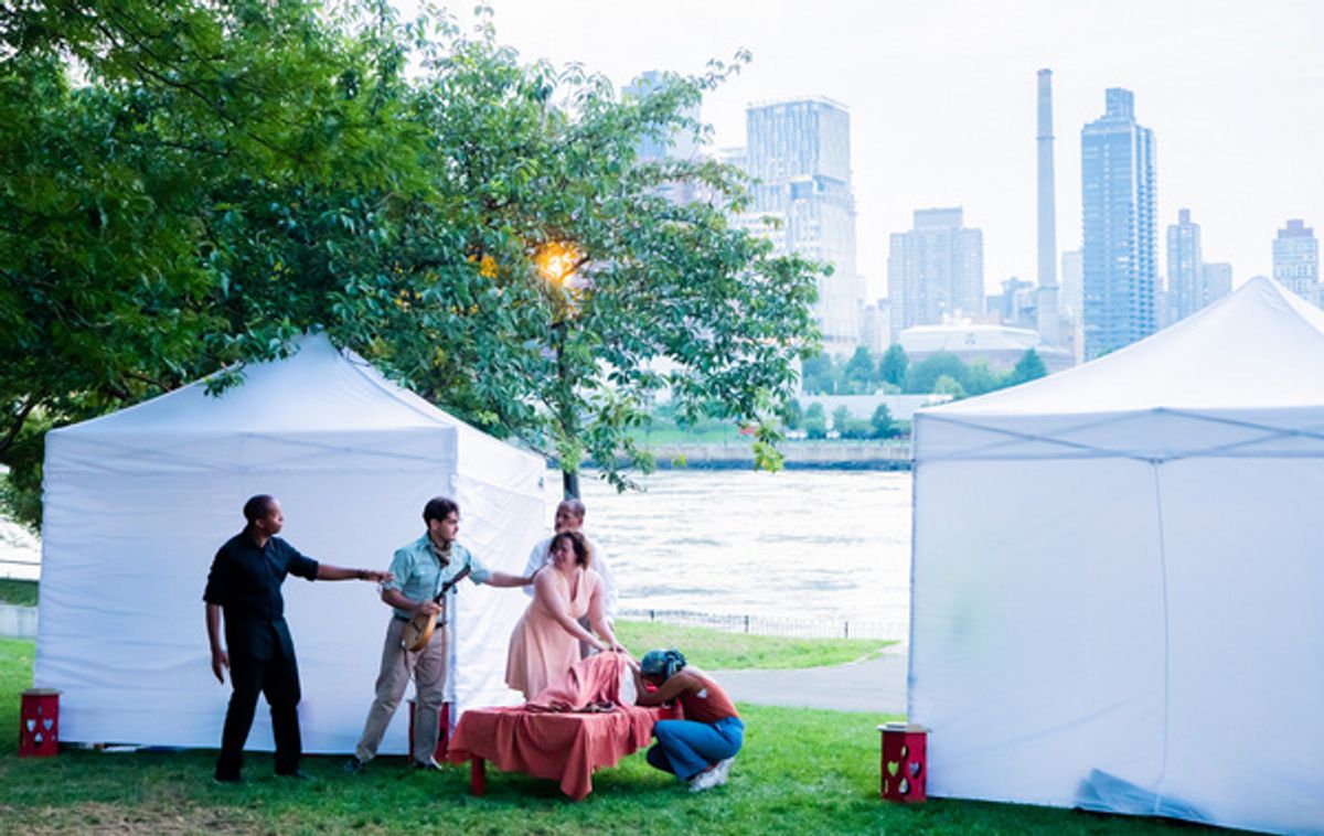From left: Friar Lawrence (Daniel Kemper), Paris (Montgomery Sutton), Lady Capulet (Deb Radloff), Capulet (Jerome Harmann Hardeman), Juliet (Rachel Schmeling), Nurse (Casterline Villar).    photo by J at 