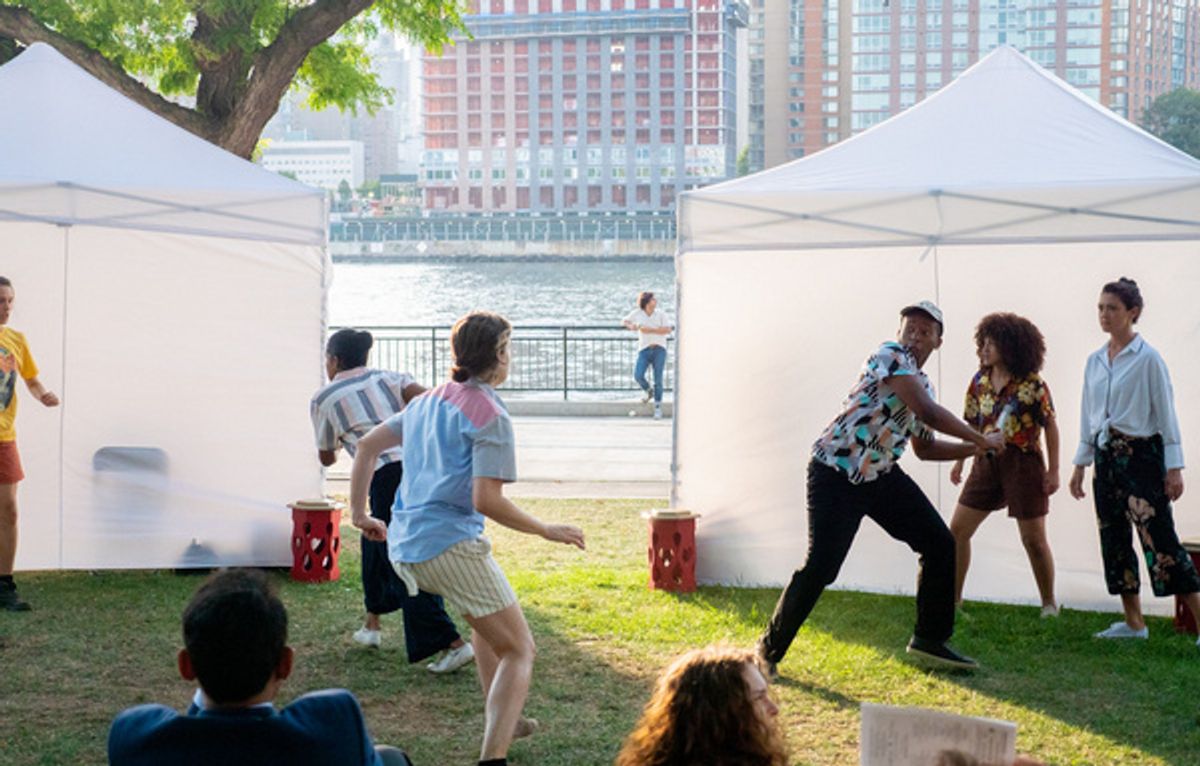 From left: Benvolio (Laura Piccoli), Tibalt (Casterline Villar), Gregory (Carroll Herring), Abraham (Daniel Kemper), Balthazar (Milagros Bobier), and Montague (Elisabeth Ahrens).    photo by Jessica L at 