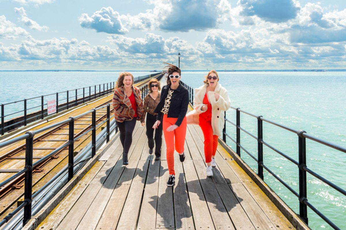 L-R Amy Vicary-Smith, Angela Clerkin, Danielle Flett, Emily Houghton. Stiletto Beach. Photo credit Mark Sepple at 