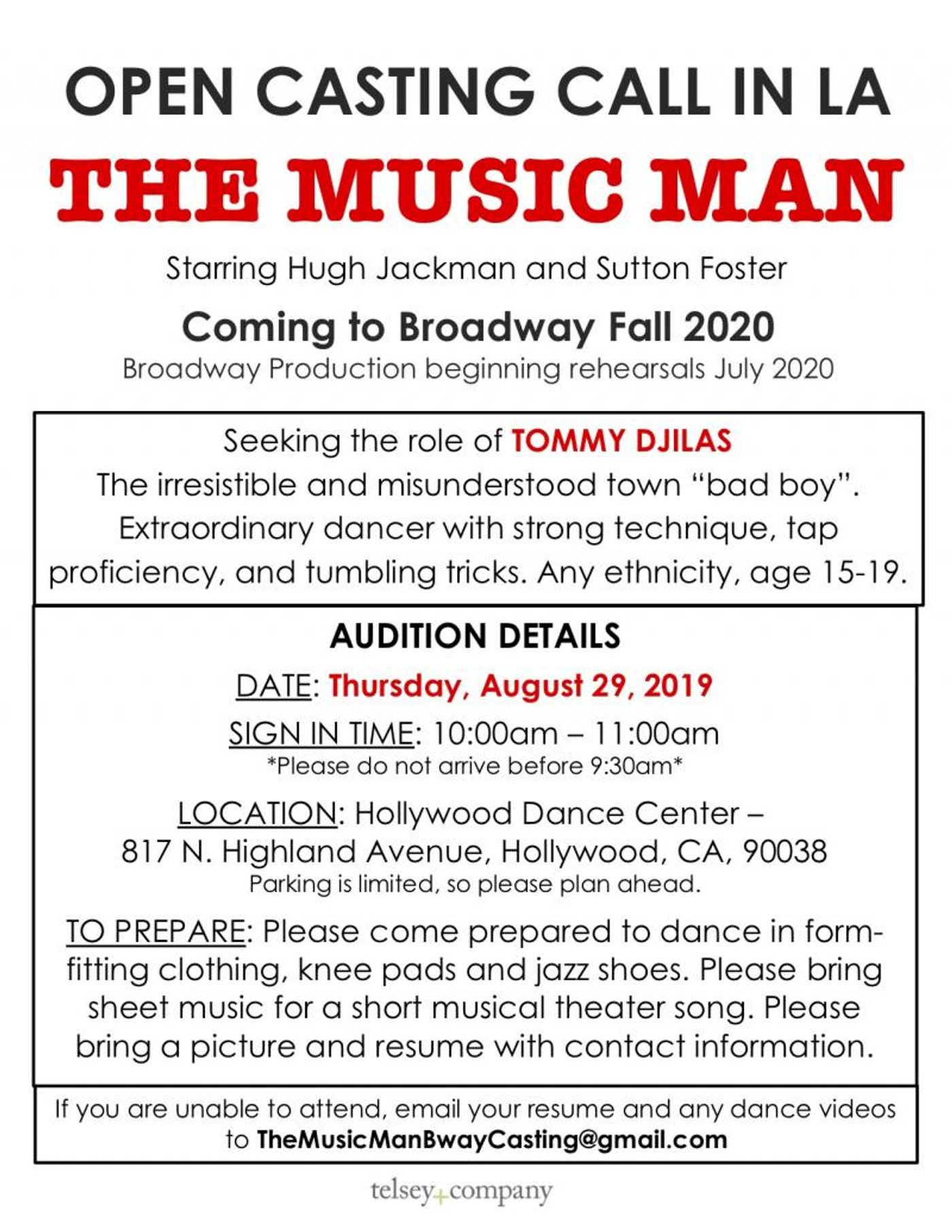 Broadway's THE MUSIC MAN to Hold Open Call in LA Broadway's THE MUSIC MAN to Hold Open Call in LA Image